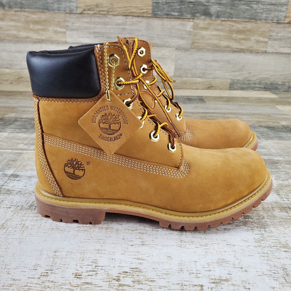 Timberland Premium 6-Inch Mens Waterproof Boots Sz 8 M Brown Leather Lace-Up